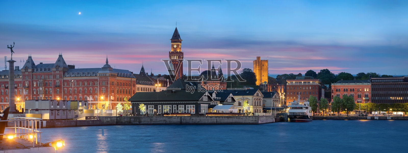 Helsingborg,瑞典。全景的天际线照片摄影图片