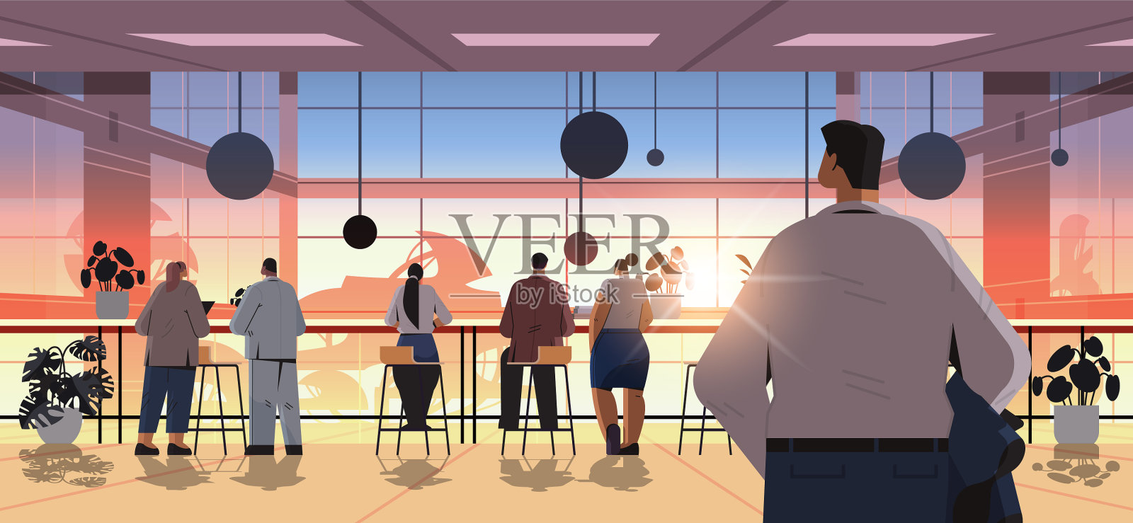 业务人员创造性地一起工作插画图片素材