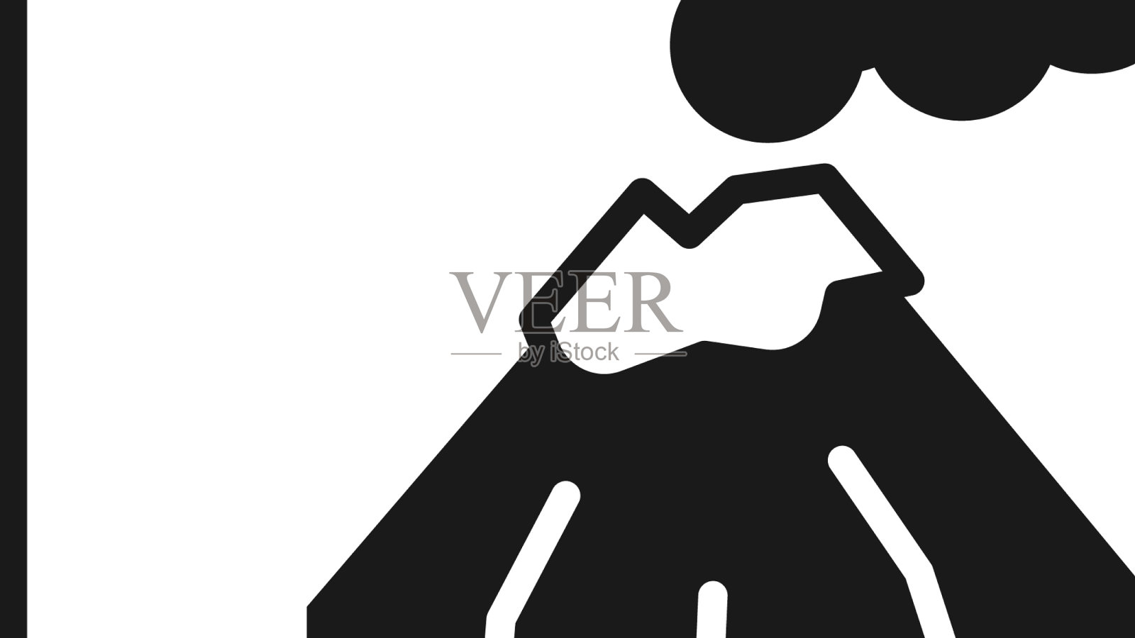 黑色火山图标孤立在白色背景图标素材