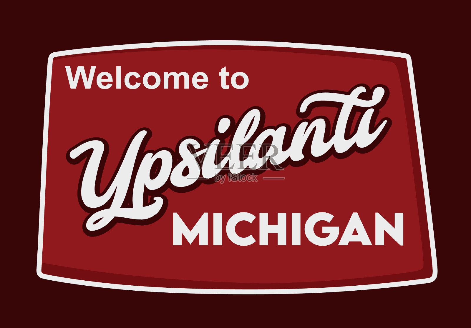 红色背景的密歇根伊普西兰蒂插画图片素材