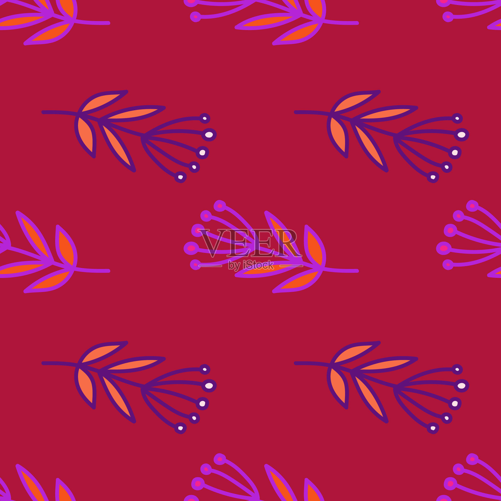 简单的森林浆果无缝图案手绘插画图片素材