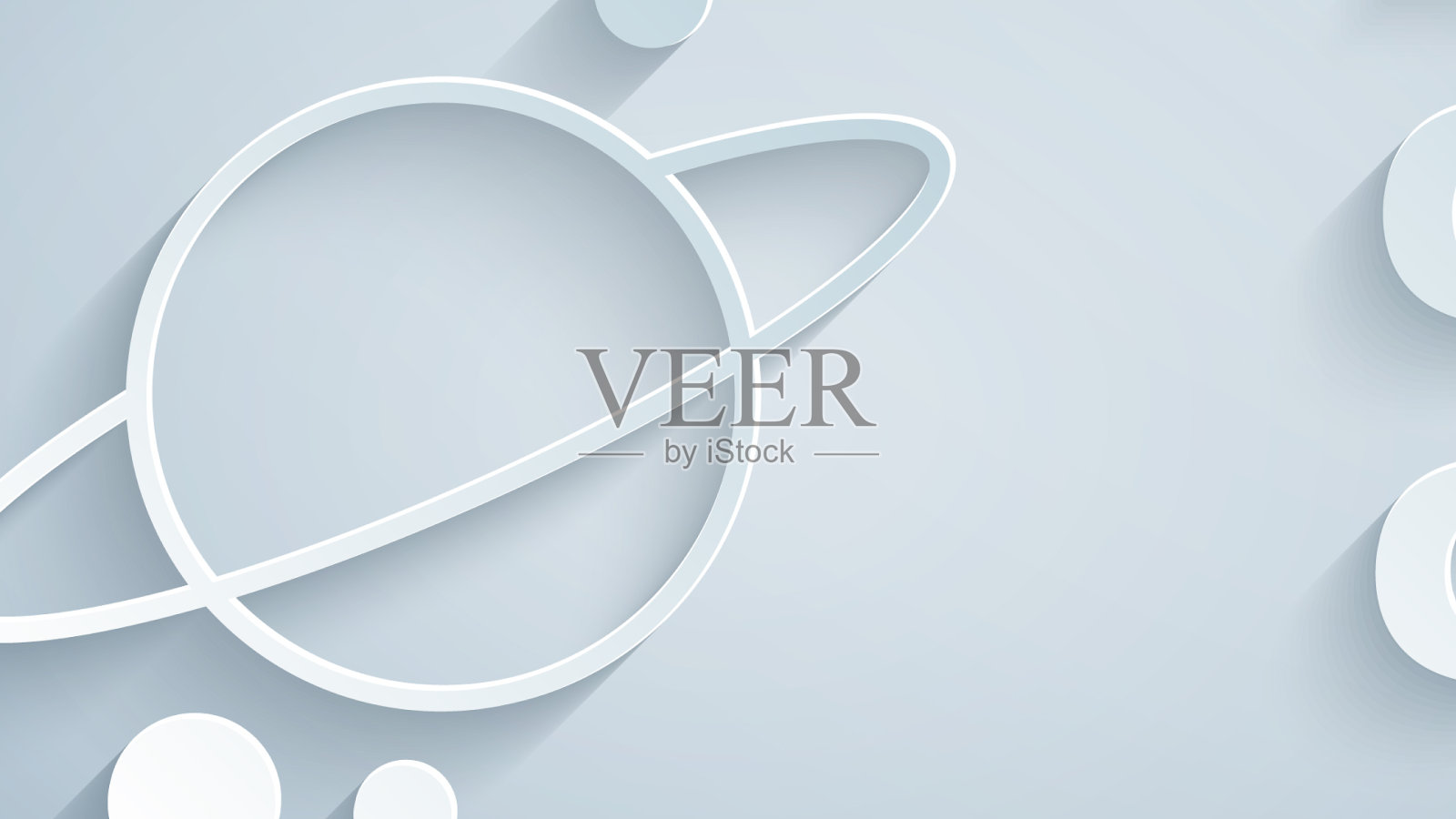 剪纸行星土星与行星环系统插画图片素材