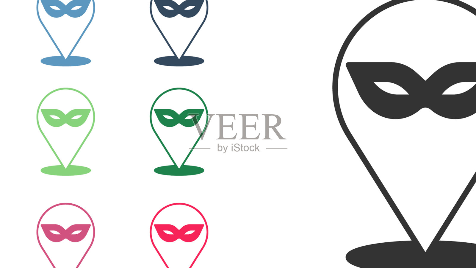 黑色嘉年华面具图标孤立在白色图标素材