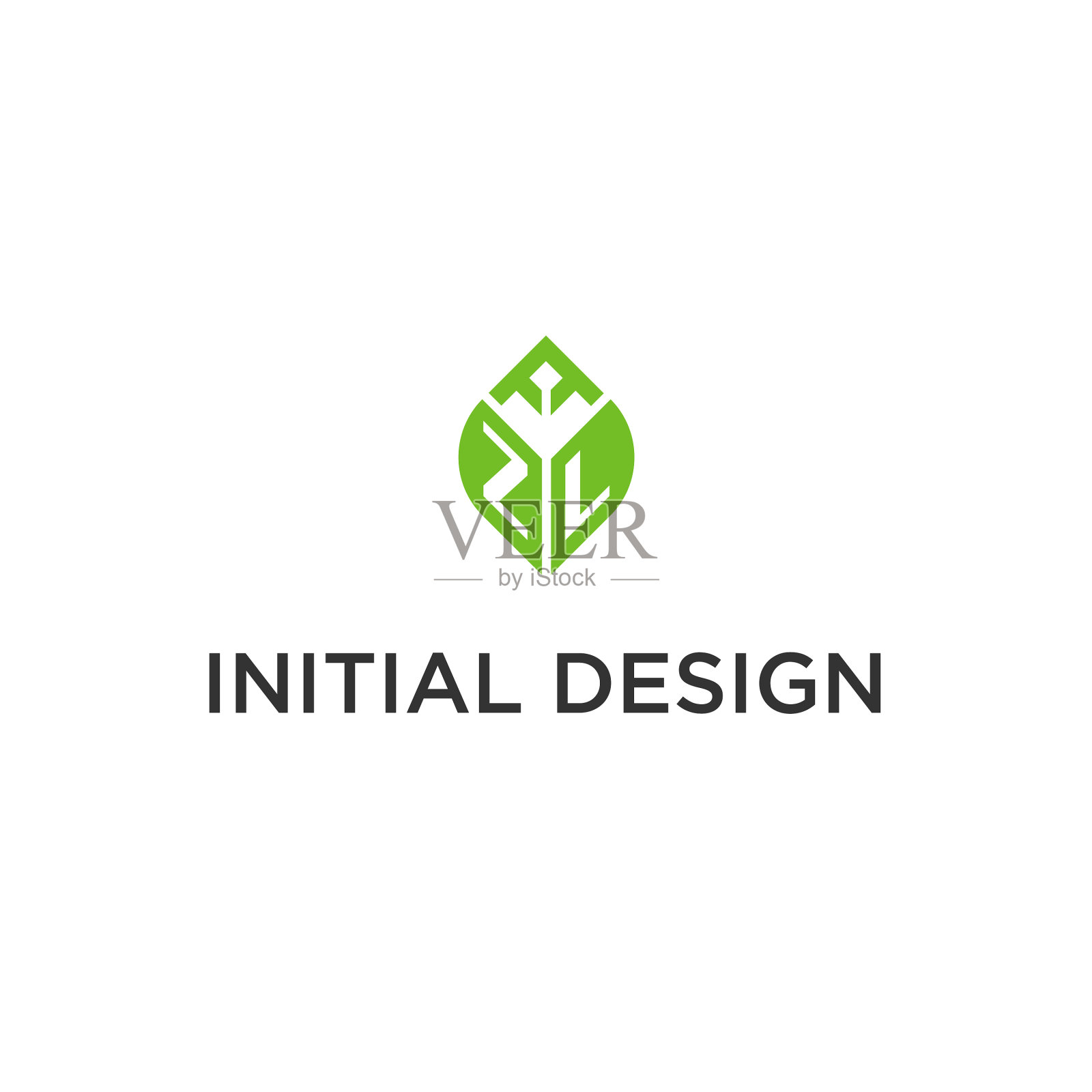 Zl字母与叶子标志的设计创意插画图片素材