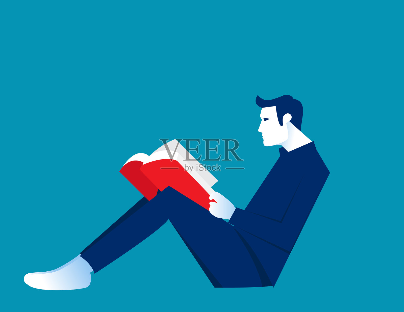 商务人士坐在地板上看书插画图片素材