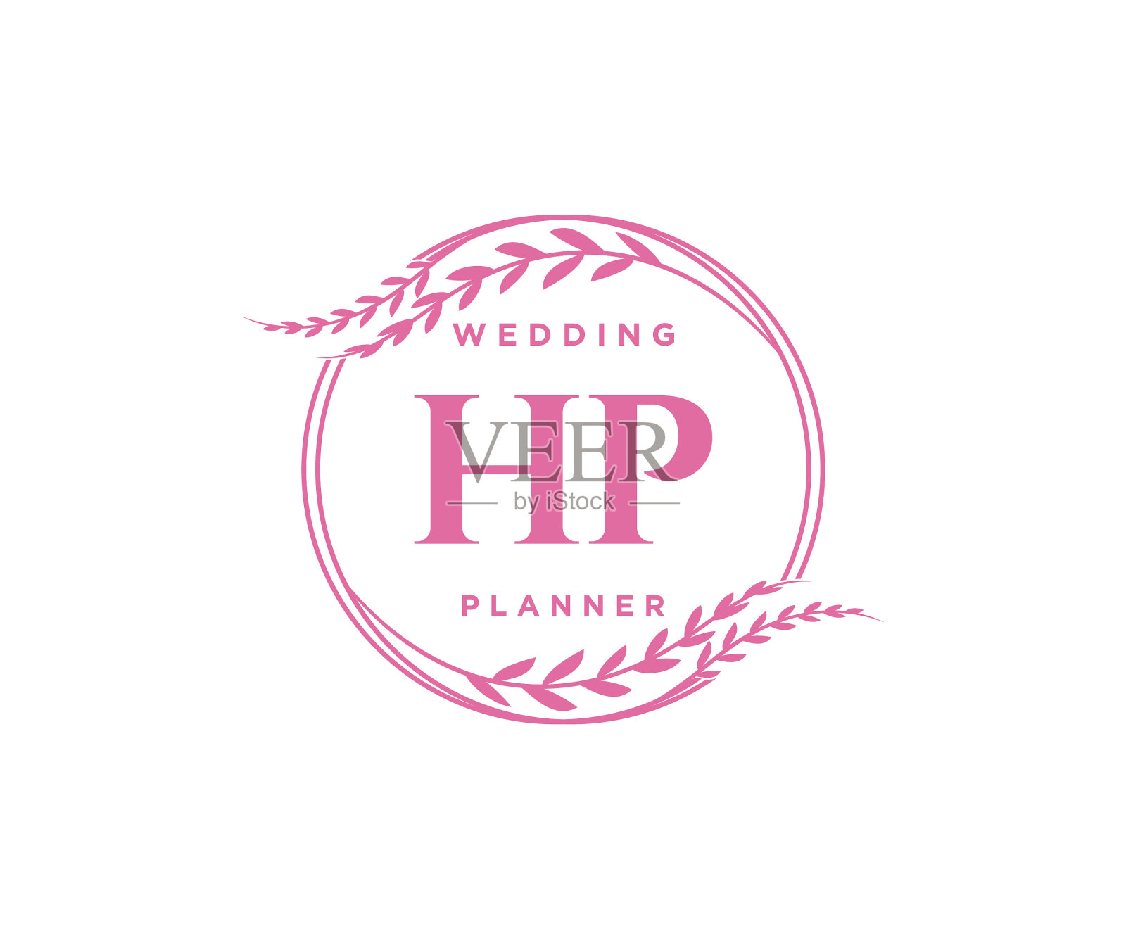 惠普首字母字母婚礼标志插画图片素材