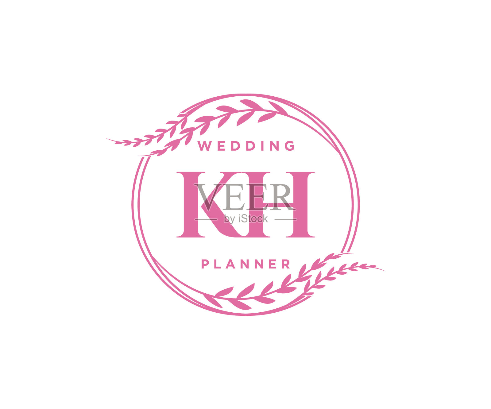 Kh首字母字母婚礼的标志插画图片素材