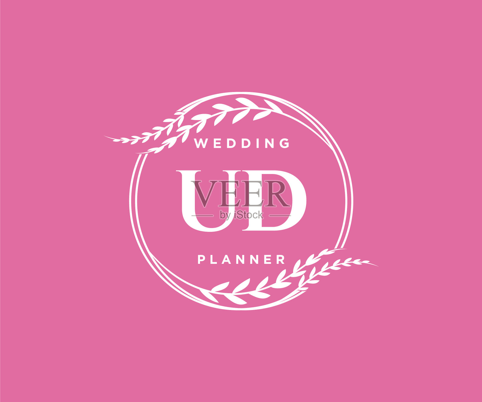 Ud的首字母，婚礼的字母组合标志插画图片素材