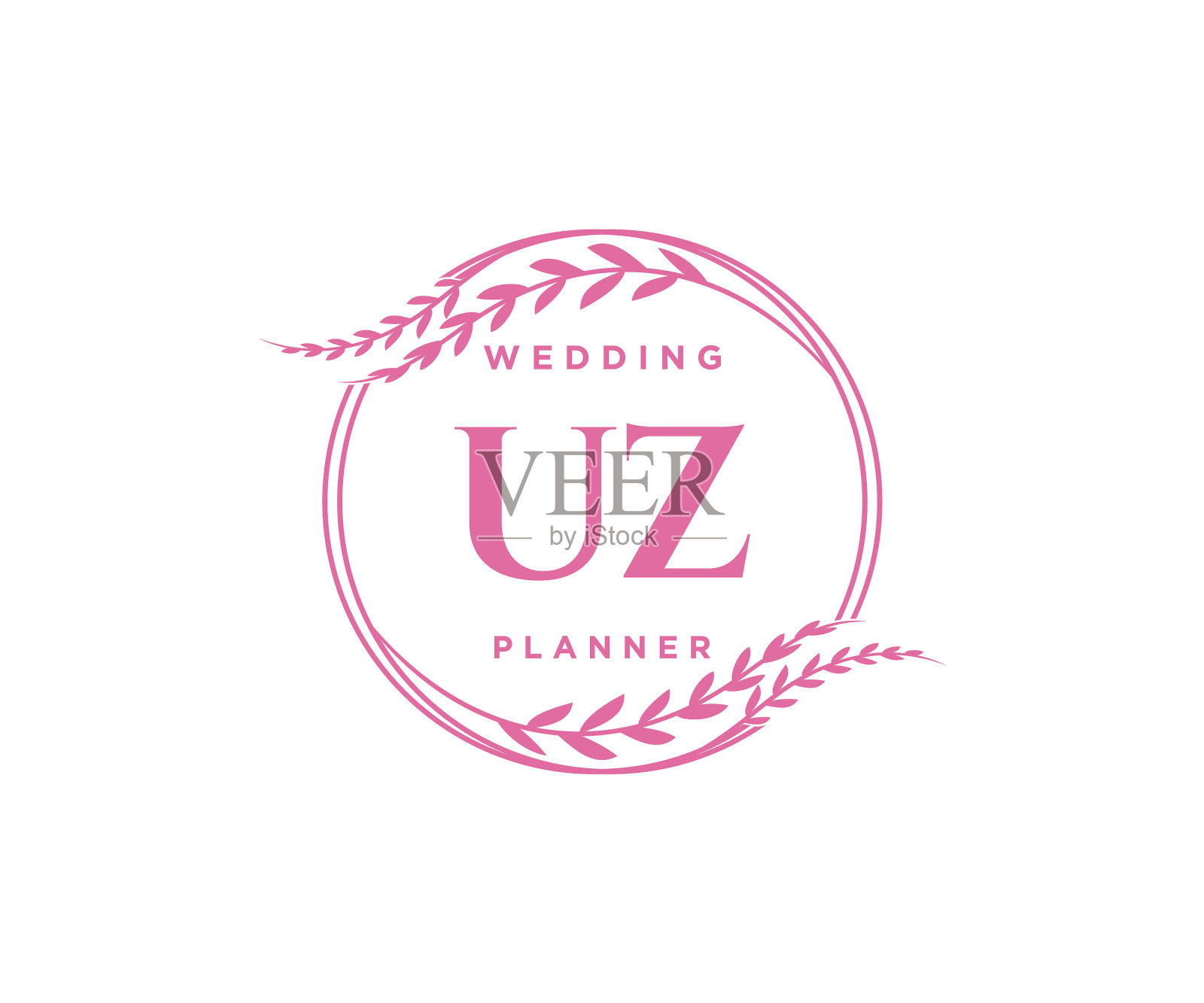 乌斯的首字母字母婚礼的字母组合标志插画图片素材