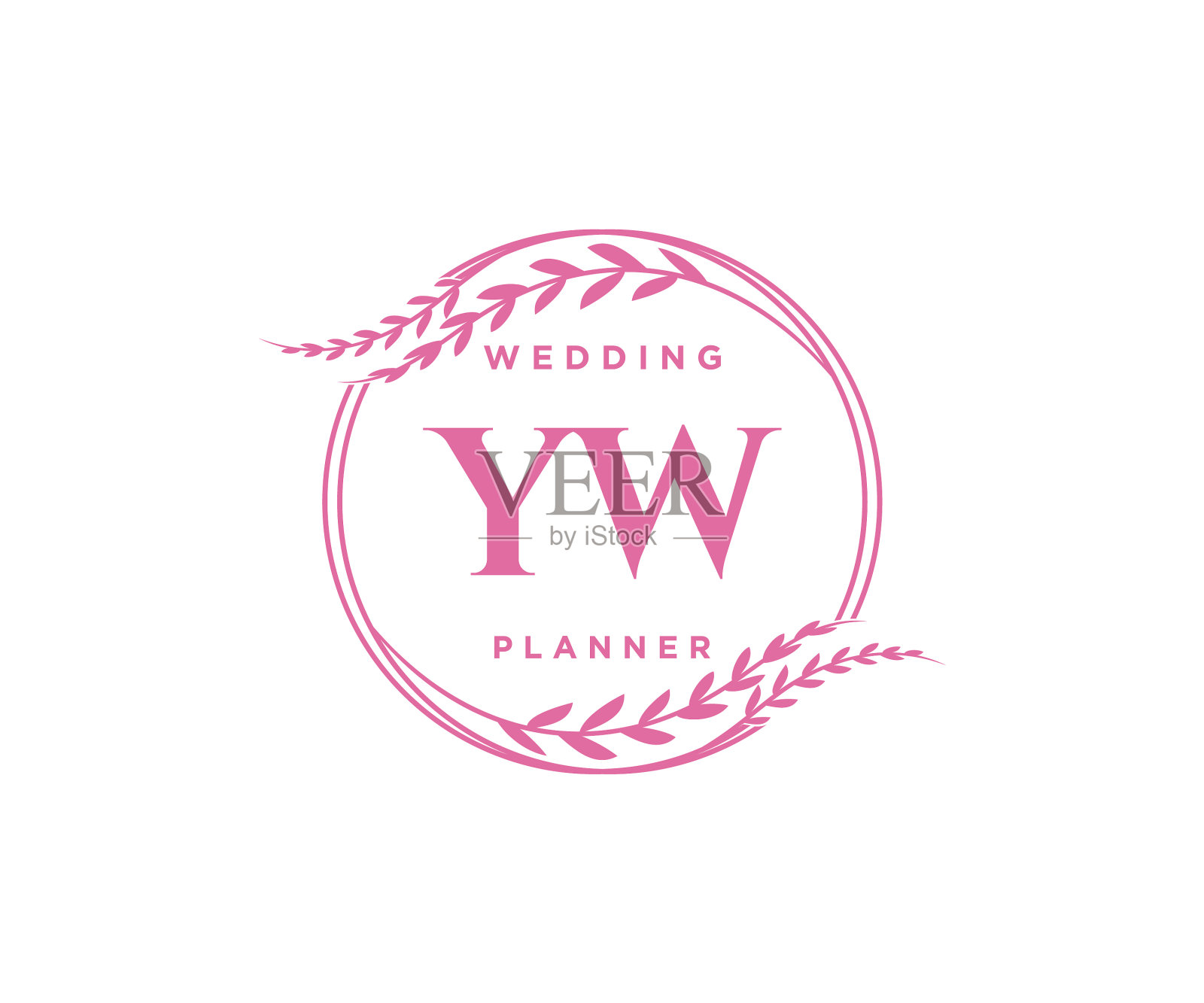 Yw的首字母字母，婚礼的字母组合标志插画图片素材