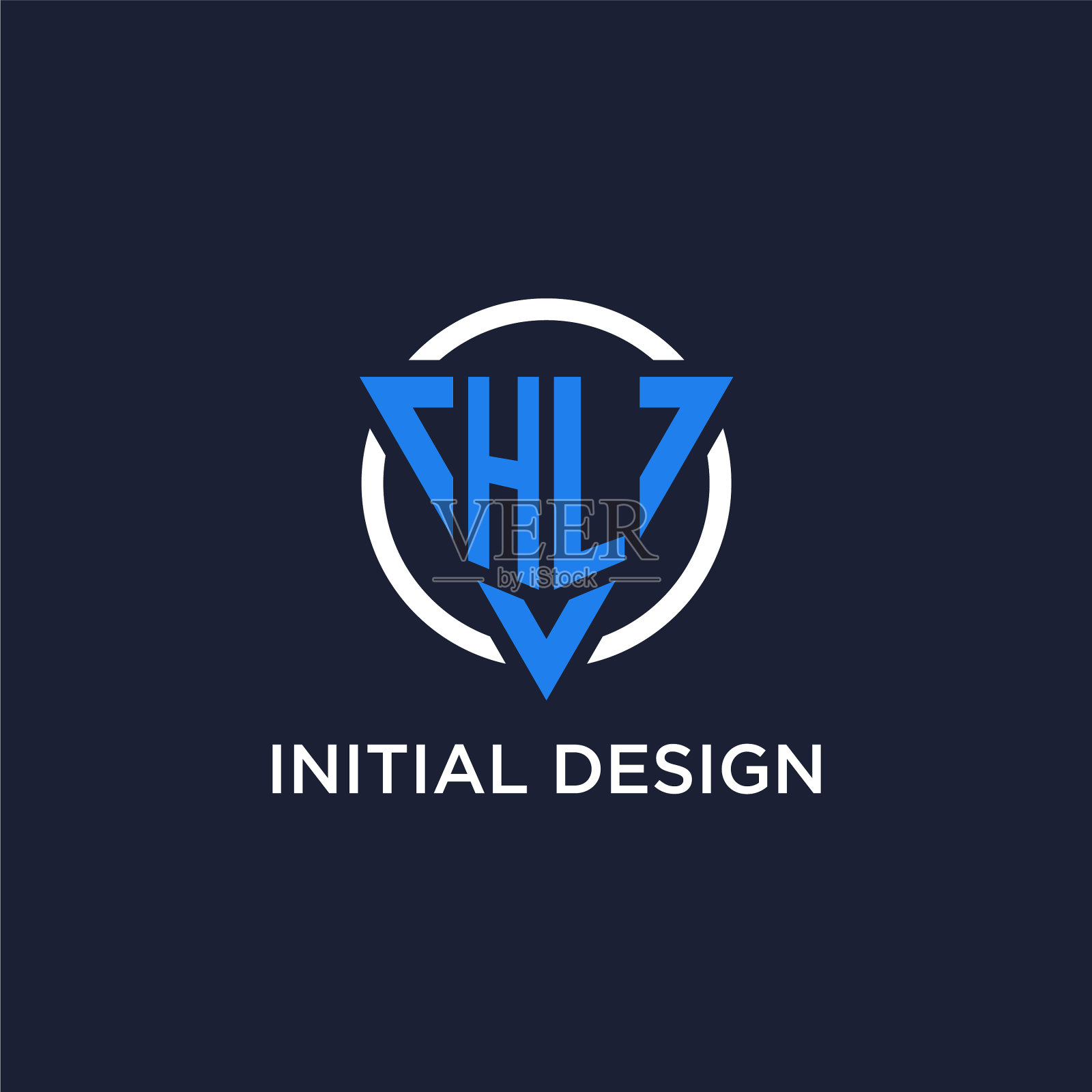 Hl字母组合标志，三角形和圆形插画图片素材