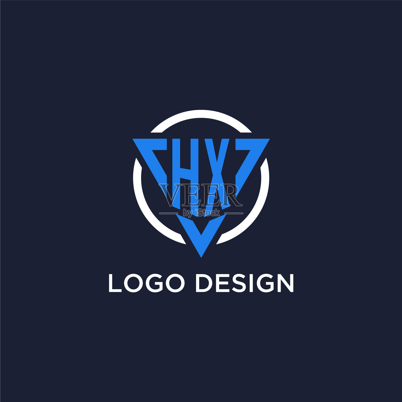 Hx字母组合标志与三角形和圆形插画图片素材