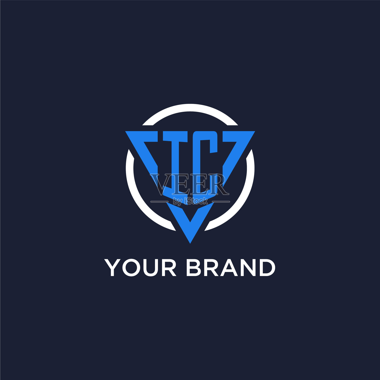 IC字母标志与三角形形状和圆形插画图片素材