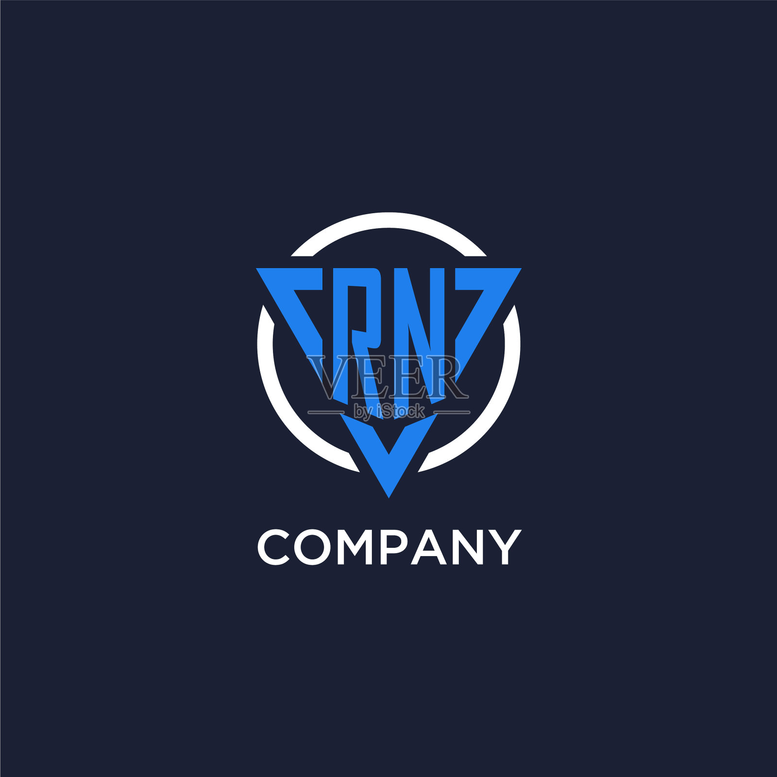 Rn字母标志与三角形形状和圆形插画图片素材