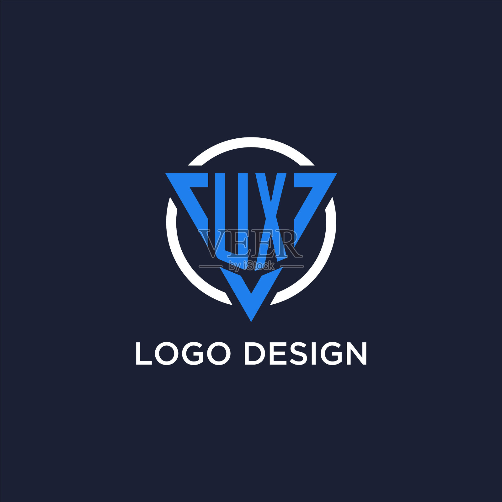 用户体验字母标志与三角形形状和圆圈插画图片素材