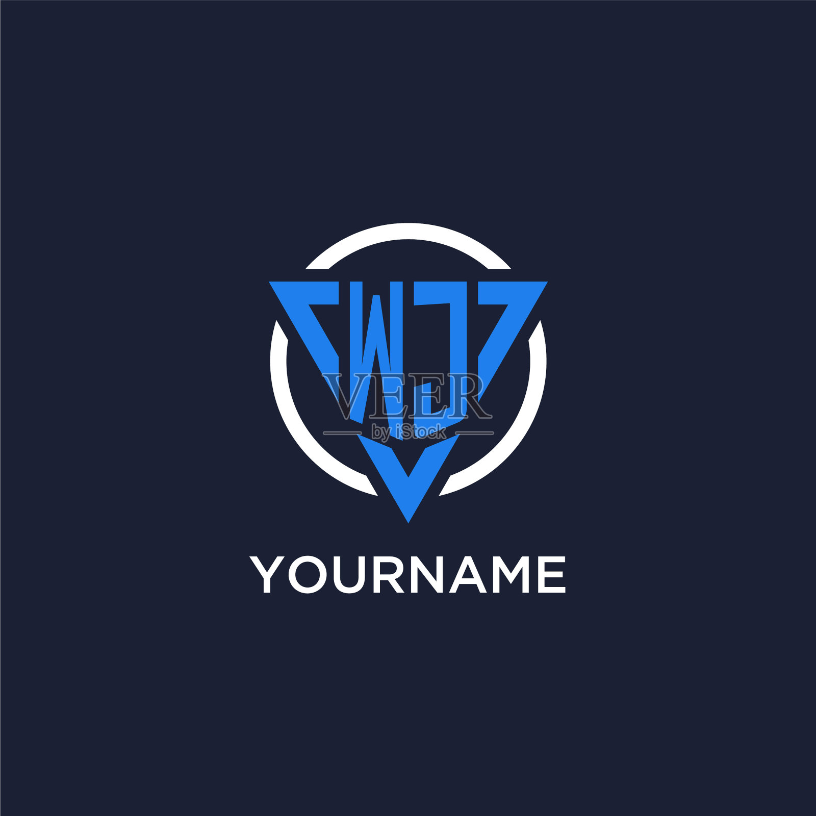 Wj字母标志，三角形和圆形插画图片素材