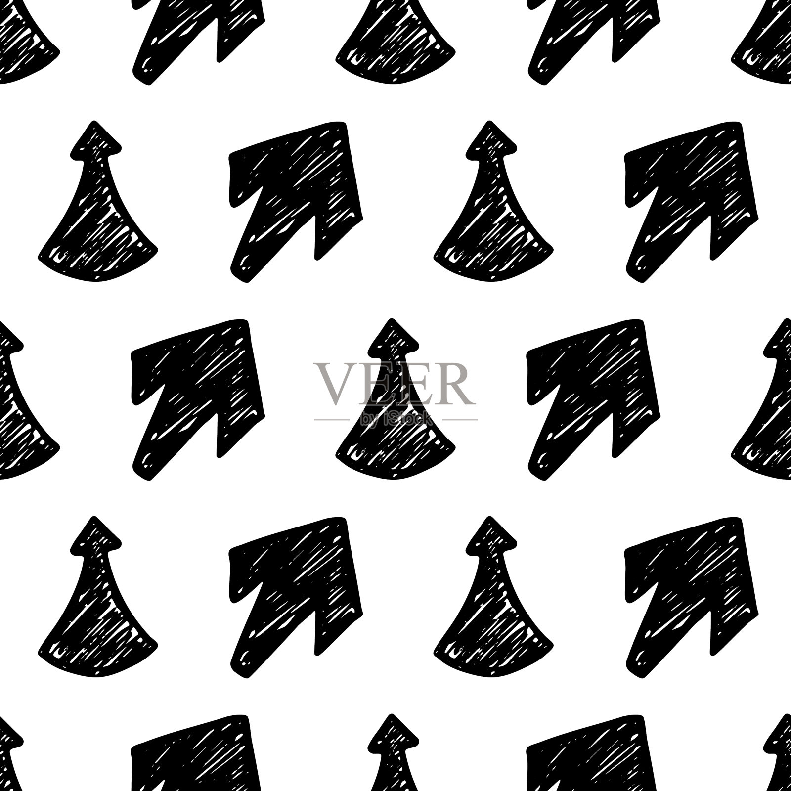 无缝图案与黑色手绘箭头插画图片素材