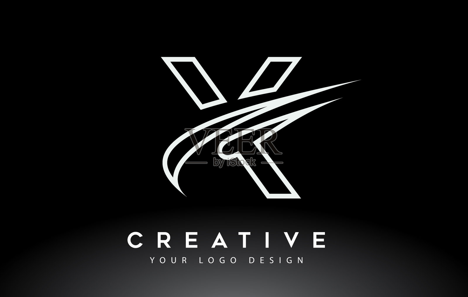 创意x字母标志设计与swoosh图标插画图片素材