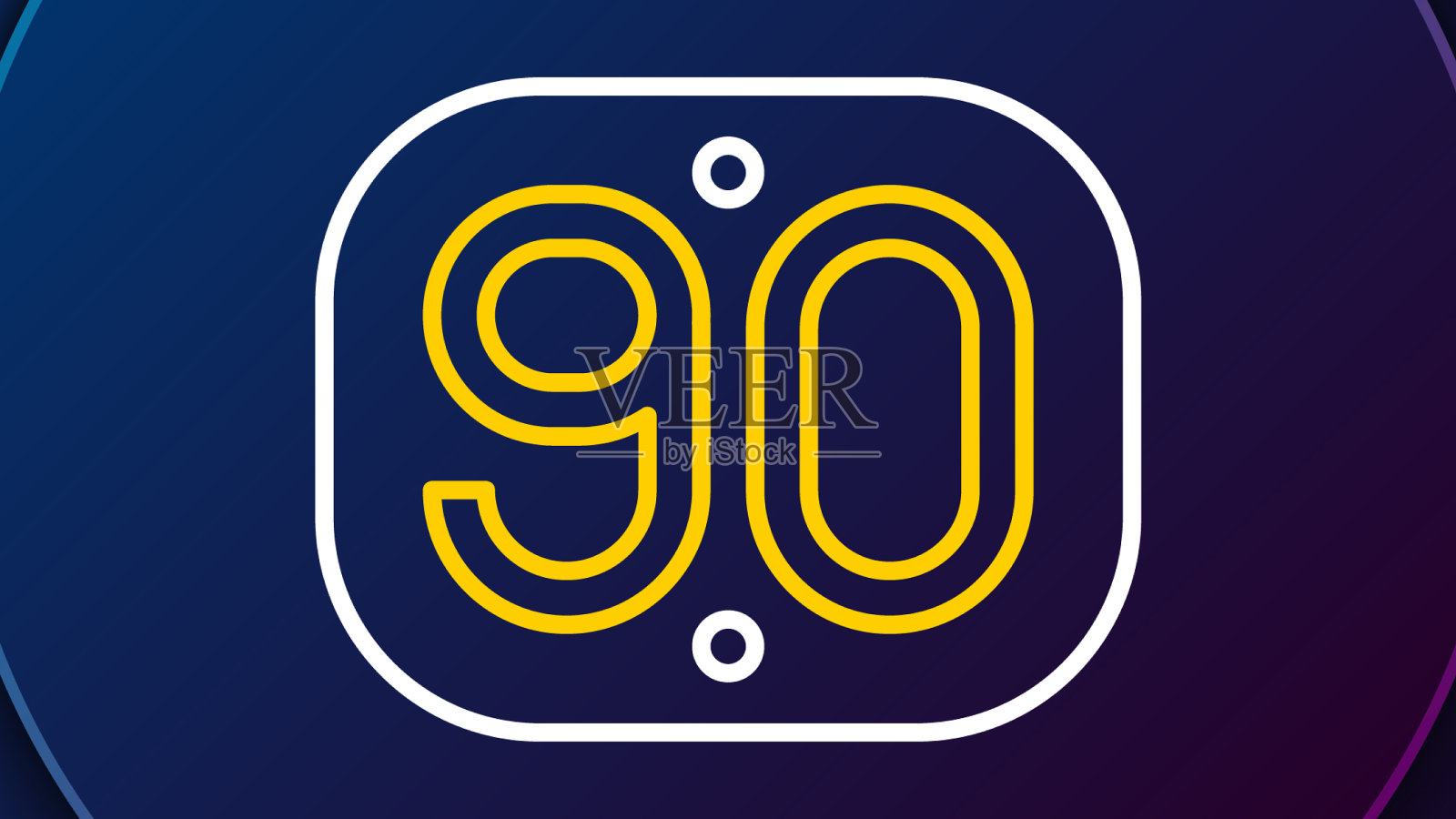 线条90复古图标孤立在蓝色背景插画图片素材