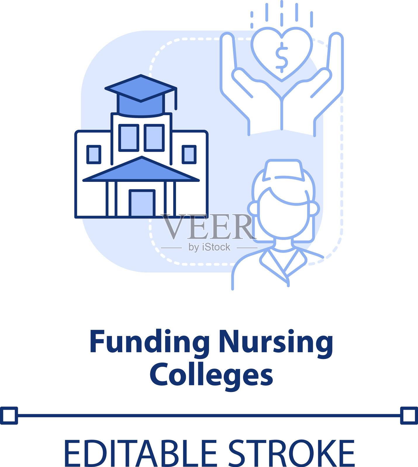 资助护理学院浅蓝色的概念图标插画图片素材