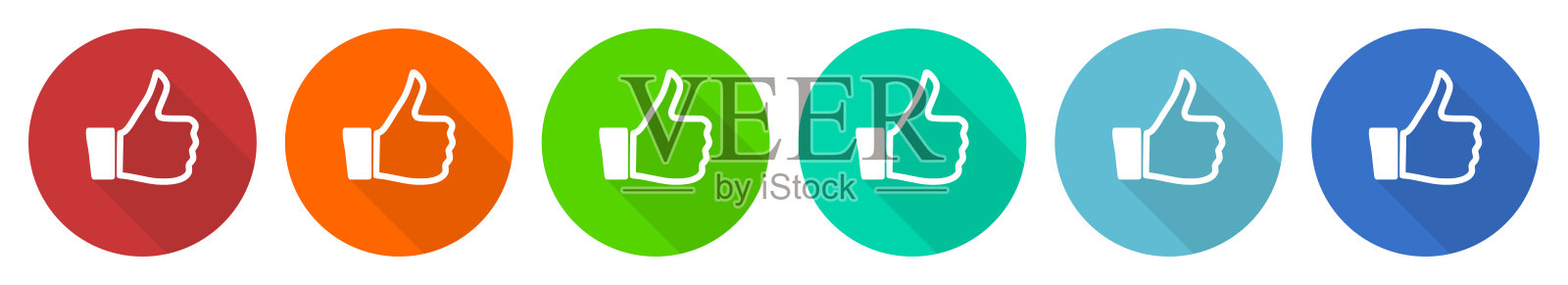 像图标设置，遵循平面设计矢量插图在6种颜色的网页设计和移动应用程序的选择图标素材