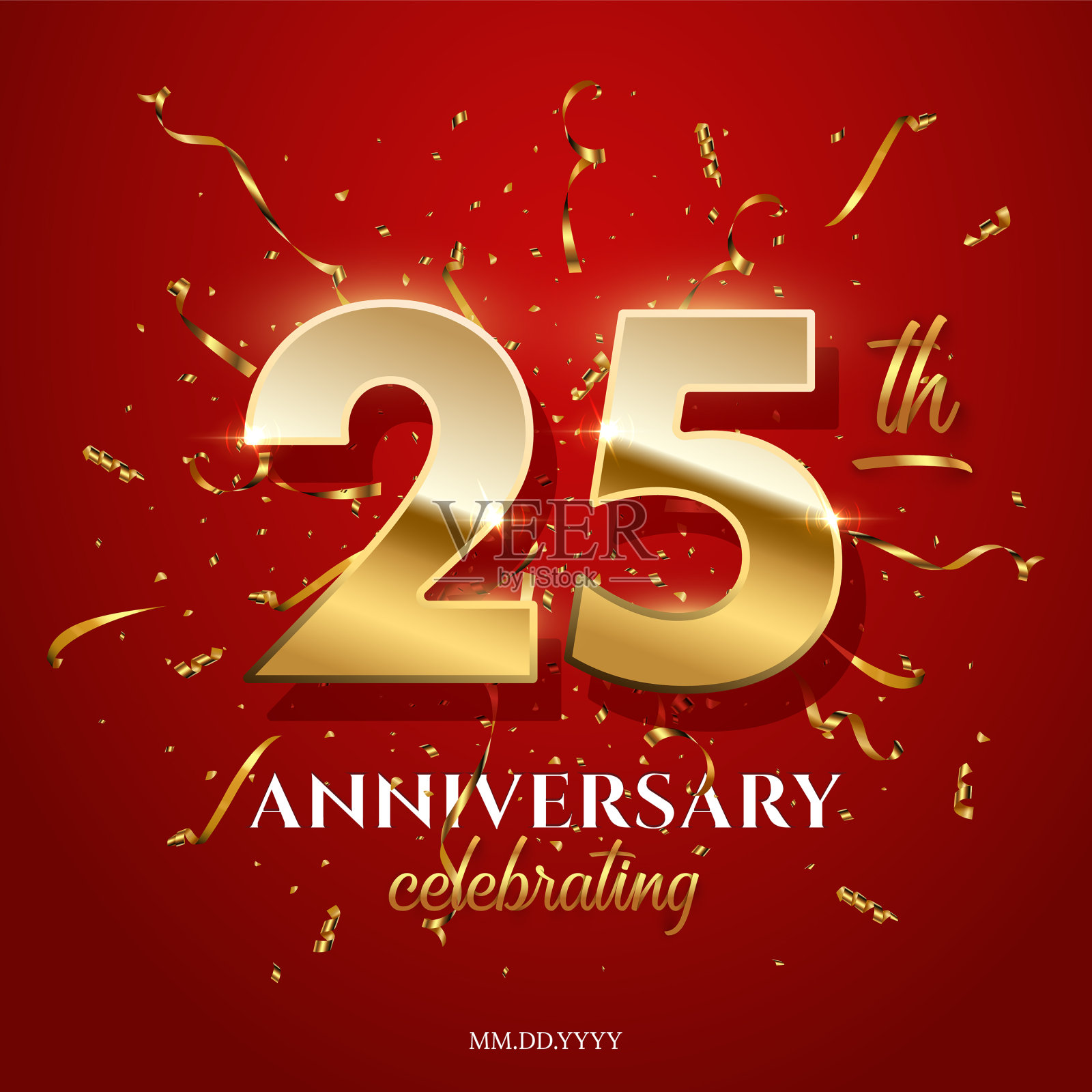 25个黄金数字和纪念日庆祝文字插画图片素材
