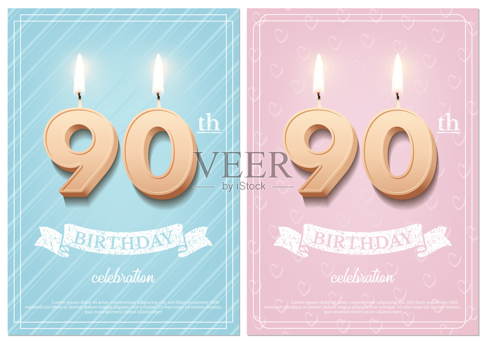 用古董点燃90号生日蜡烛插画图片素材