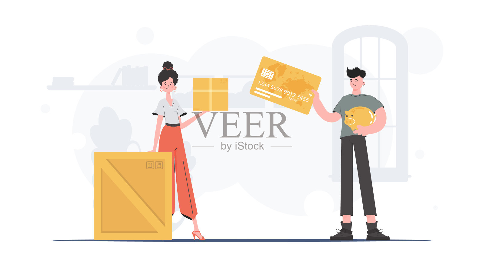 包裹递送的概念。向量。卡通风格。插画图片素材