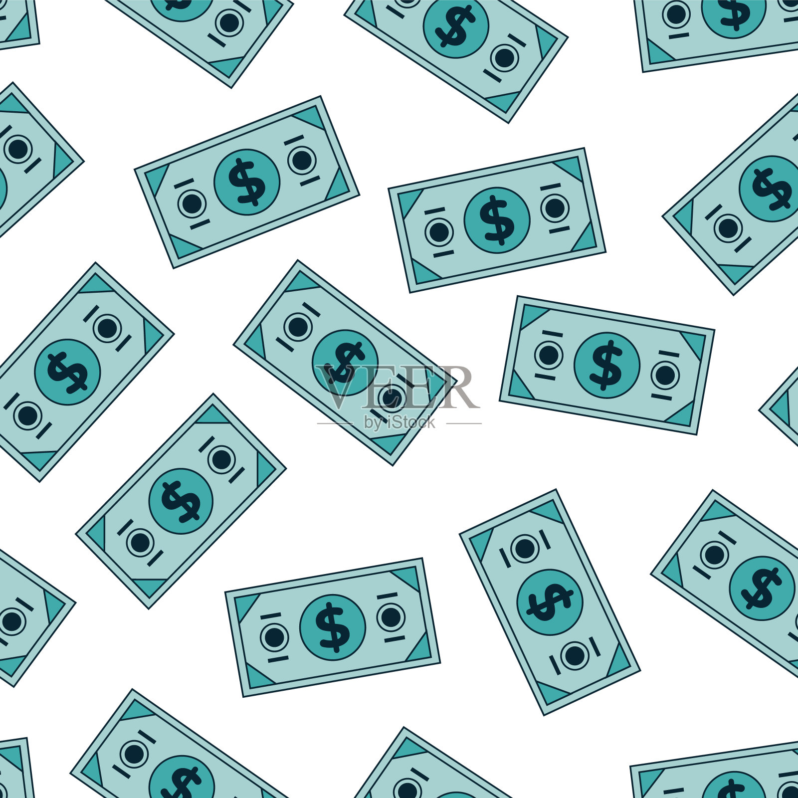 钱雨硬币无缝图案封面包裹背景设计元素插图插画图片素材