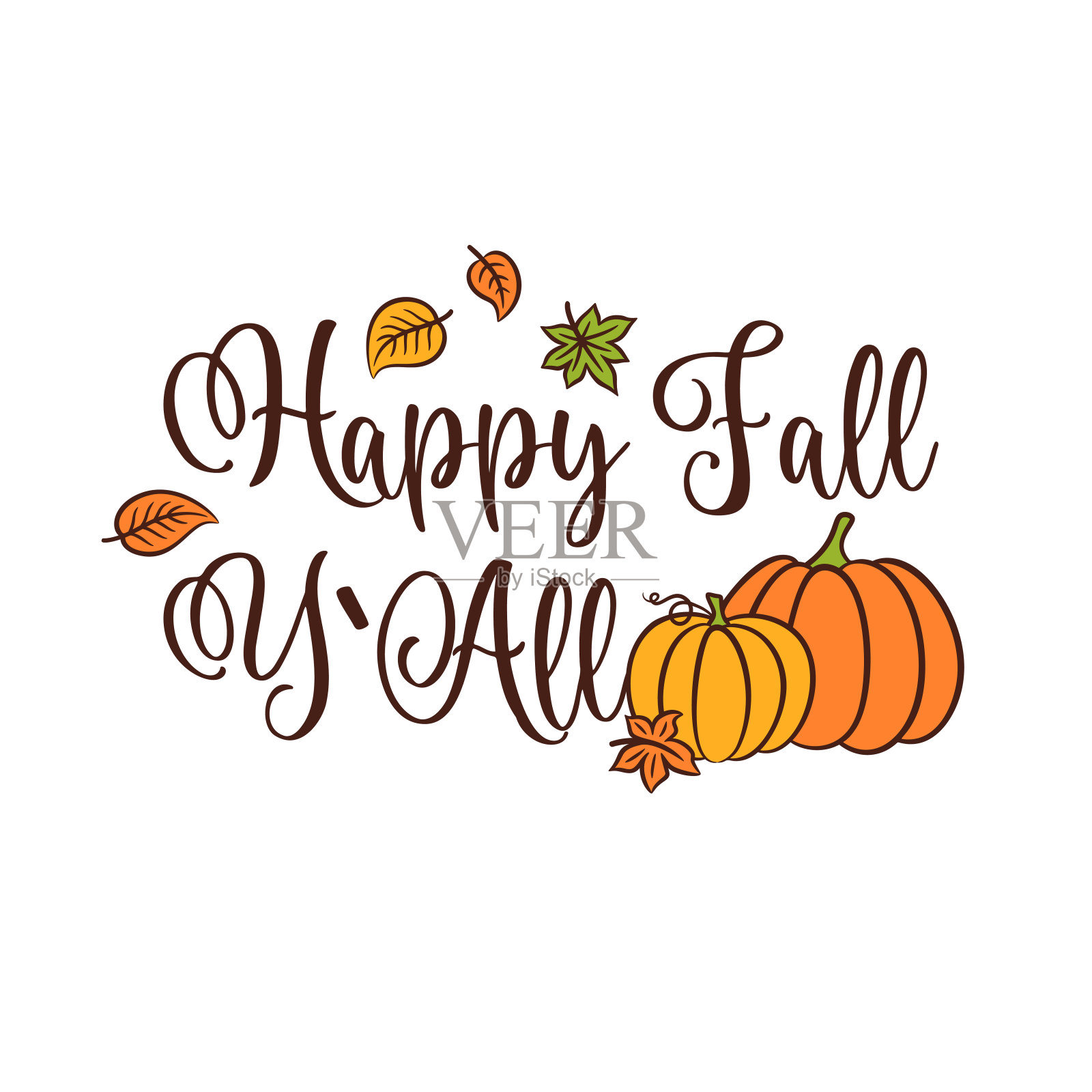 快乐的秋天，南瓜矢量插画。插画图片素材