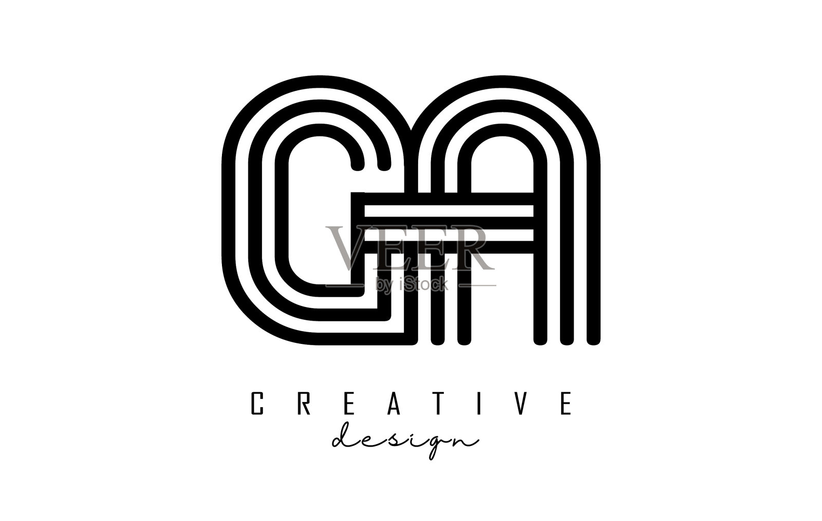 黑线ga g字母与字母组合标志插画图片素材