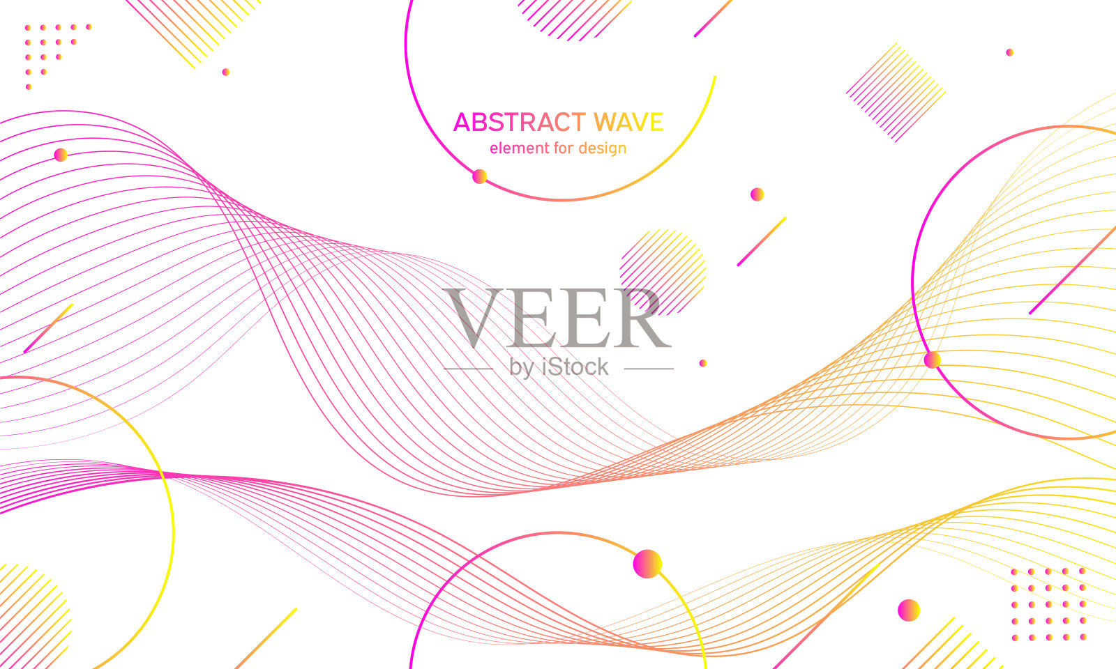 抽象的彩色波浪元素进行设计。数字频轨均衡器。程式化的线条艺术背景。矢量插图。波浪与点创建使用混合工具。曲线波浪形线条，平滑条纹插画图片素材