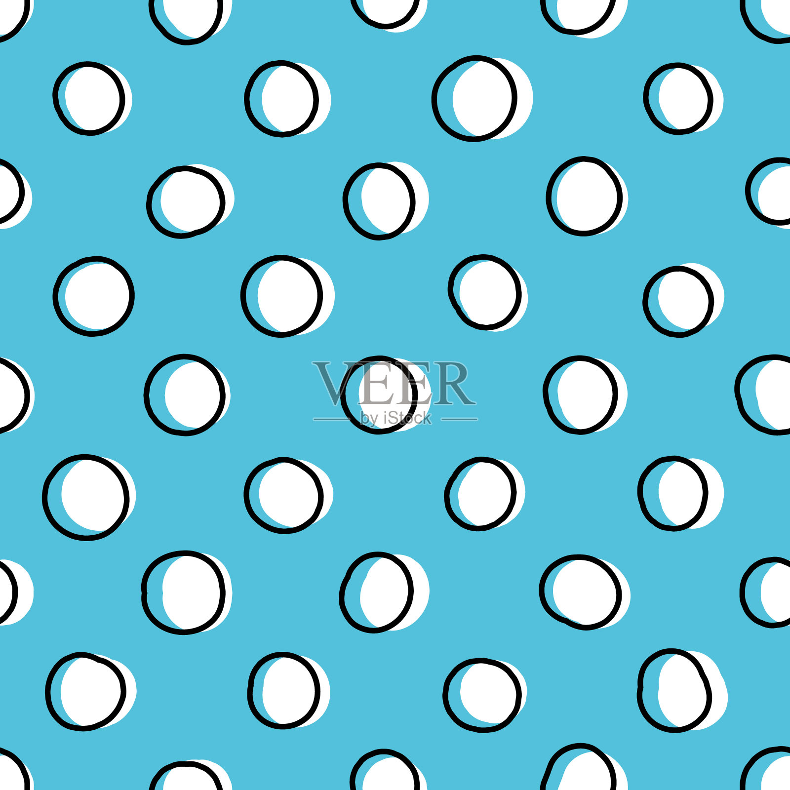 矢量无缝圆点图案，手绘。可爱的设计包装纸，纺织品，文具，壁纸。插画图片素材