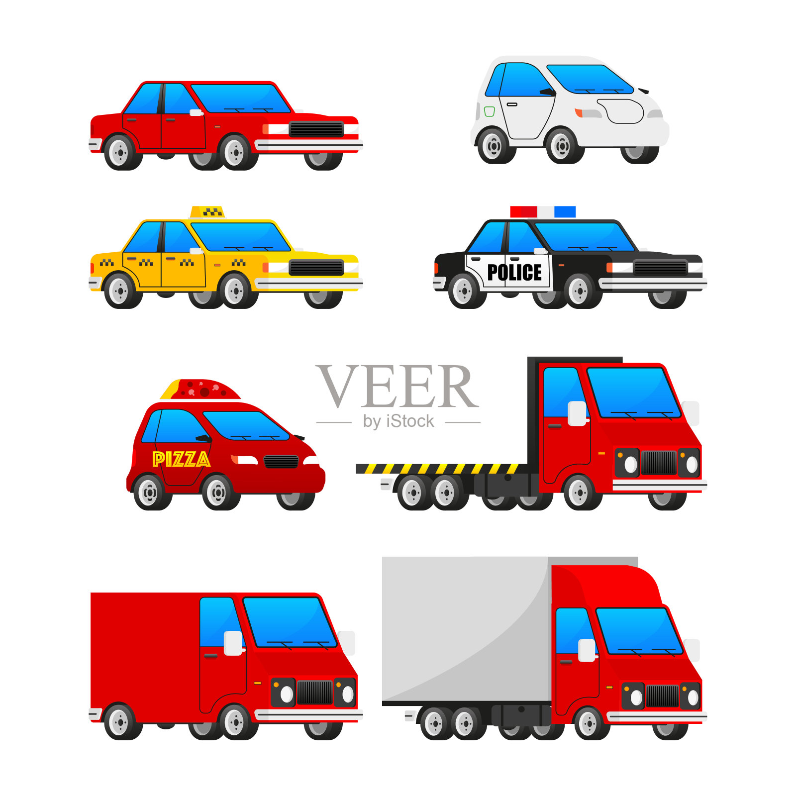 网页设计收集车。城市，城市汽车和车辆运输。插画图片素材