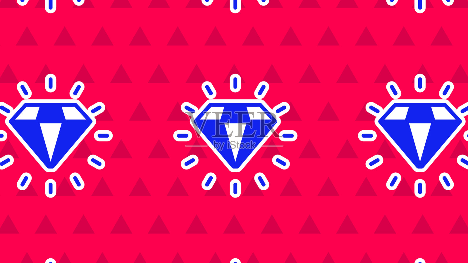 蓝色钻石图标孤立无缝图案上的红色插画图片素材