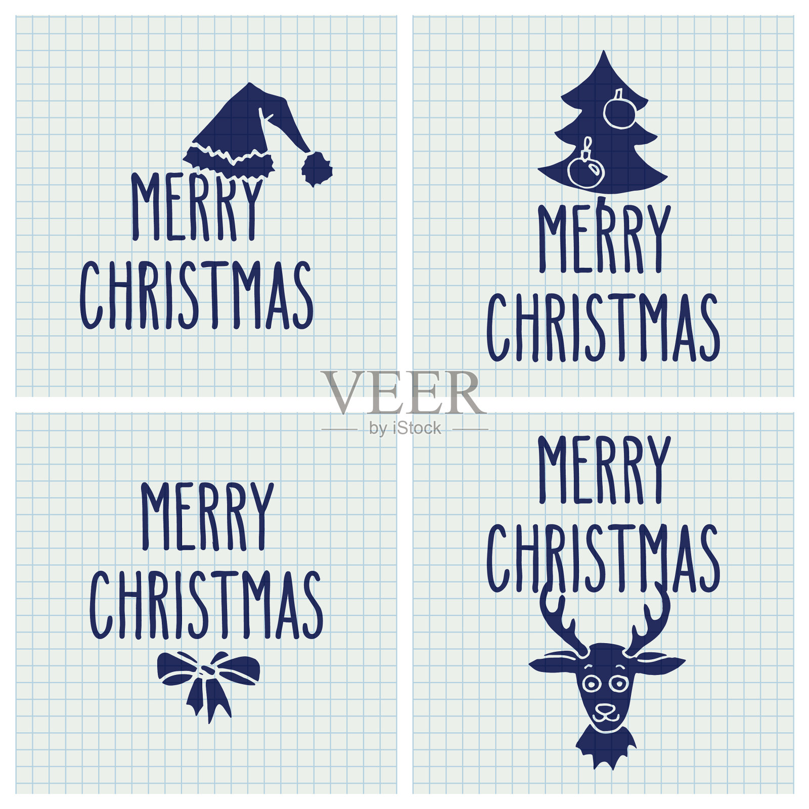 圣诞贺卡套装插画图片素材