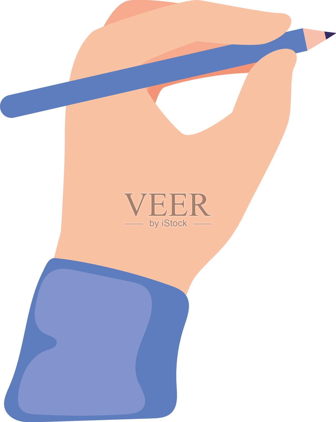 左手拿铅笔设计元素图片