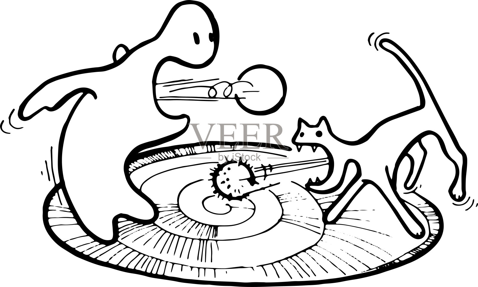 毛球-黑白矢量插图插画图片素材