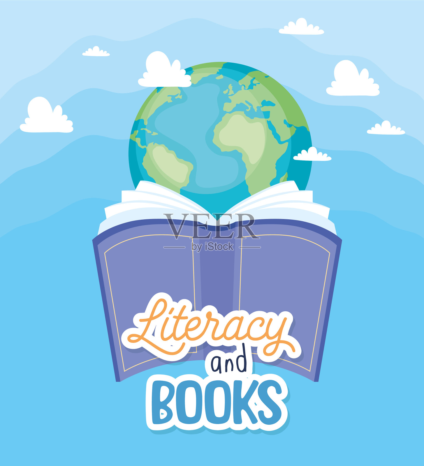 识字和书籍刻字卡插画图片素材