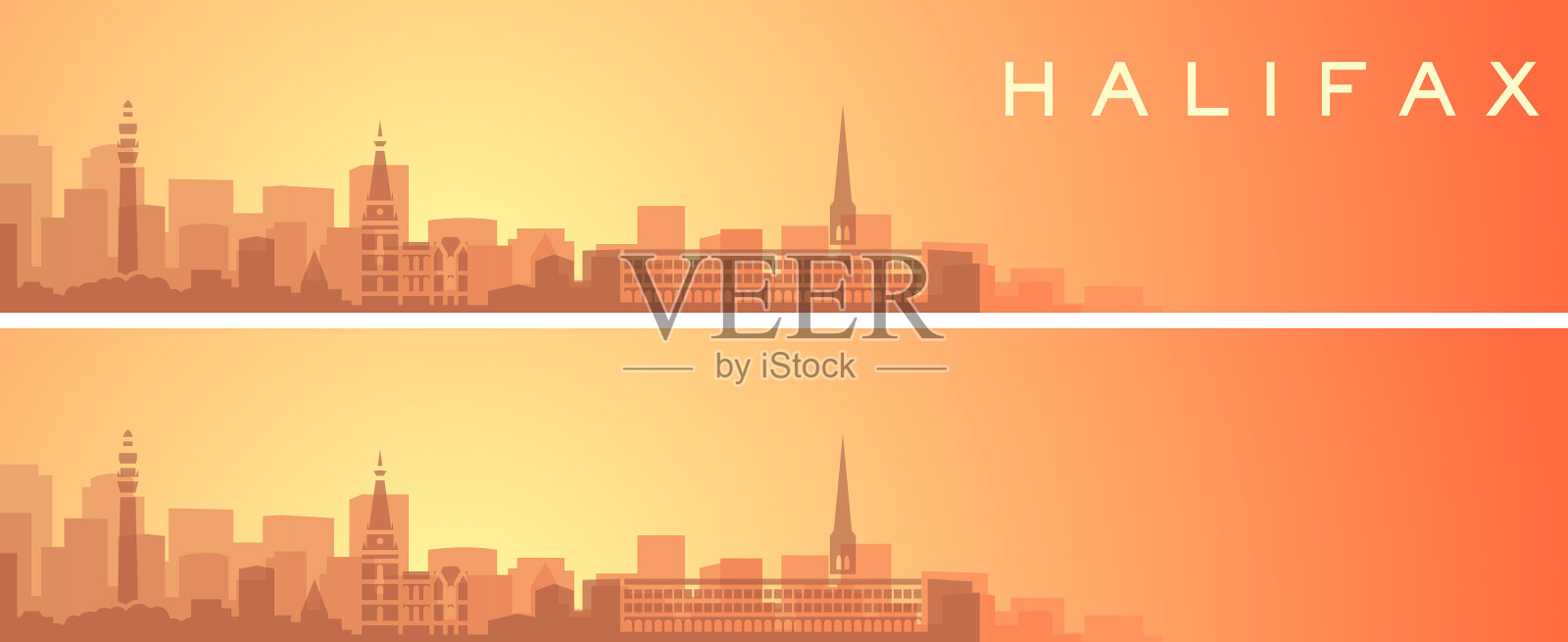 哈利法克斯英国美丽的天际线风景横幅插画图片素材