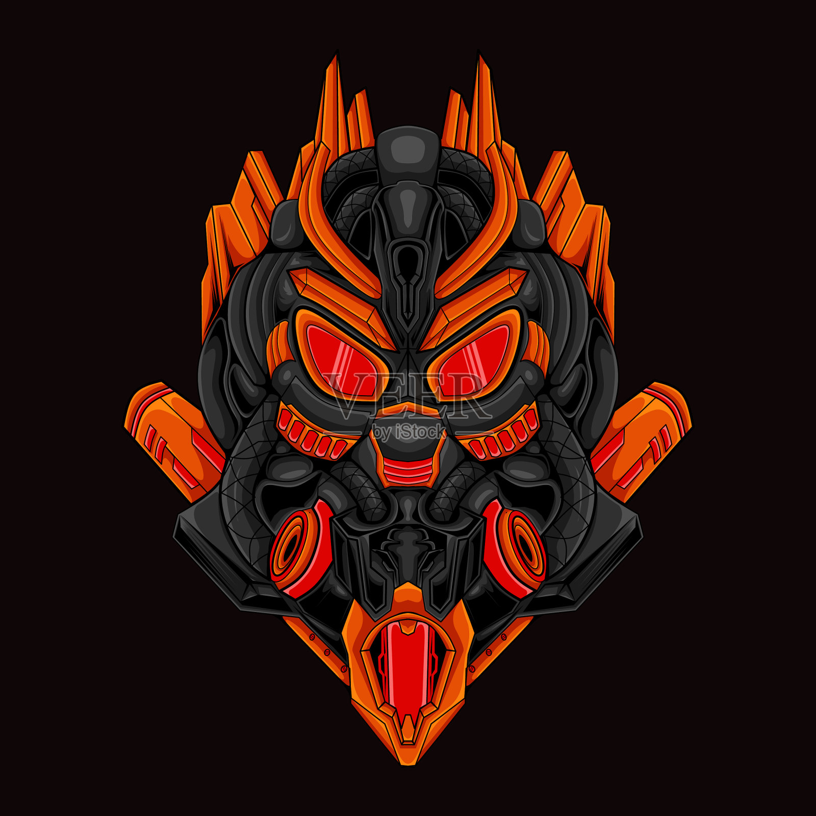 机器人机甲吉祥物标志设计为游戏和插画图片素材