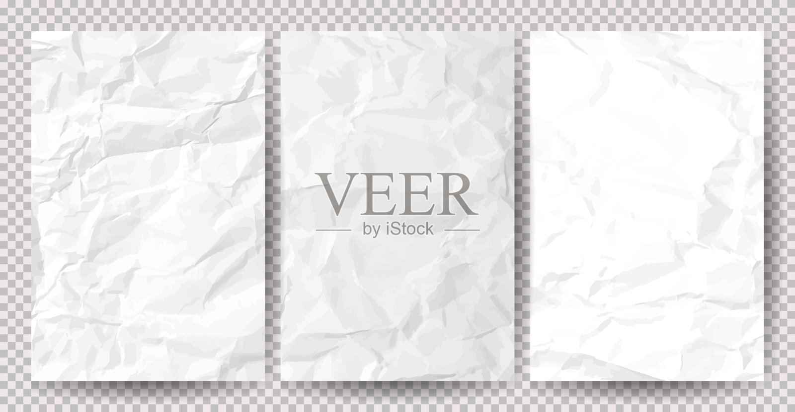 一套白色Ñ瘦皱巴巴的纸插画图片素材