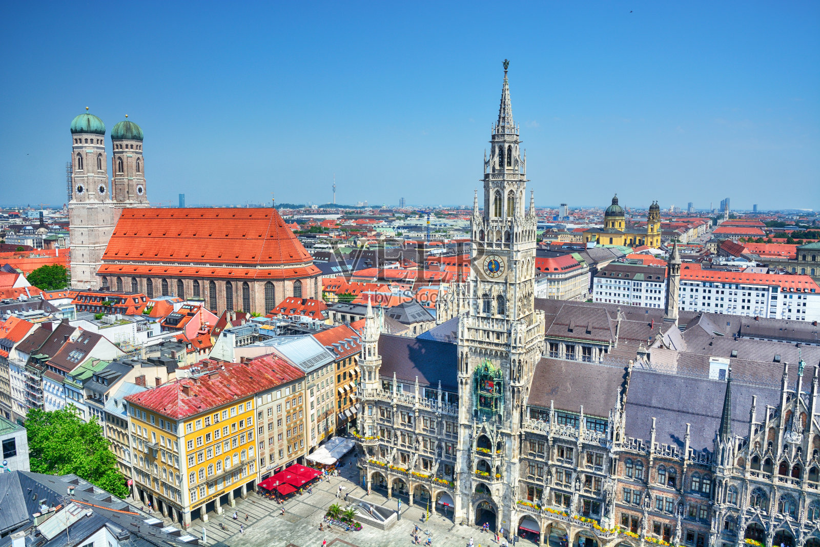 慕尼黑玛丽恩广场全景照片摄影图片