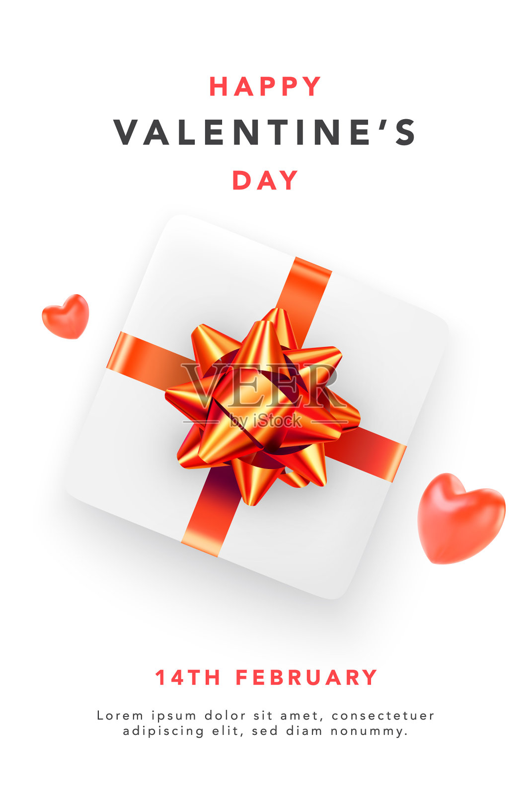 快乐的情人节贺卡与红色插画图片素材