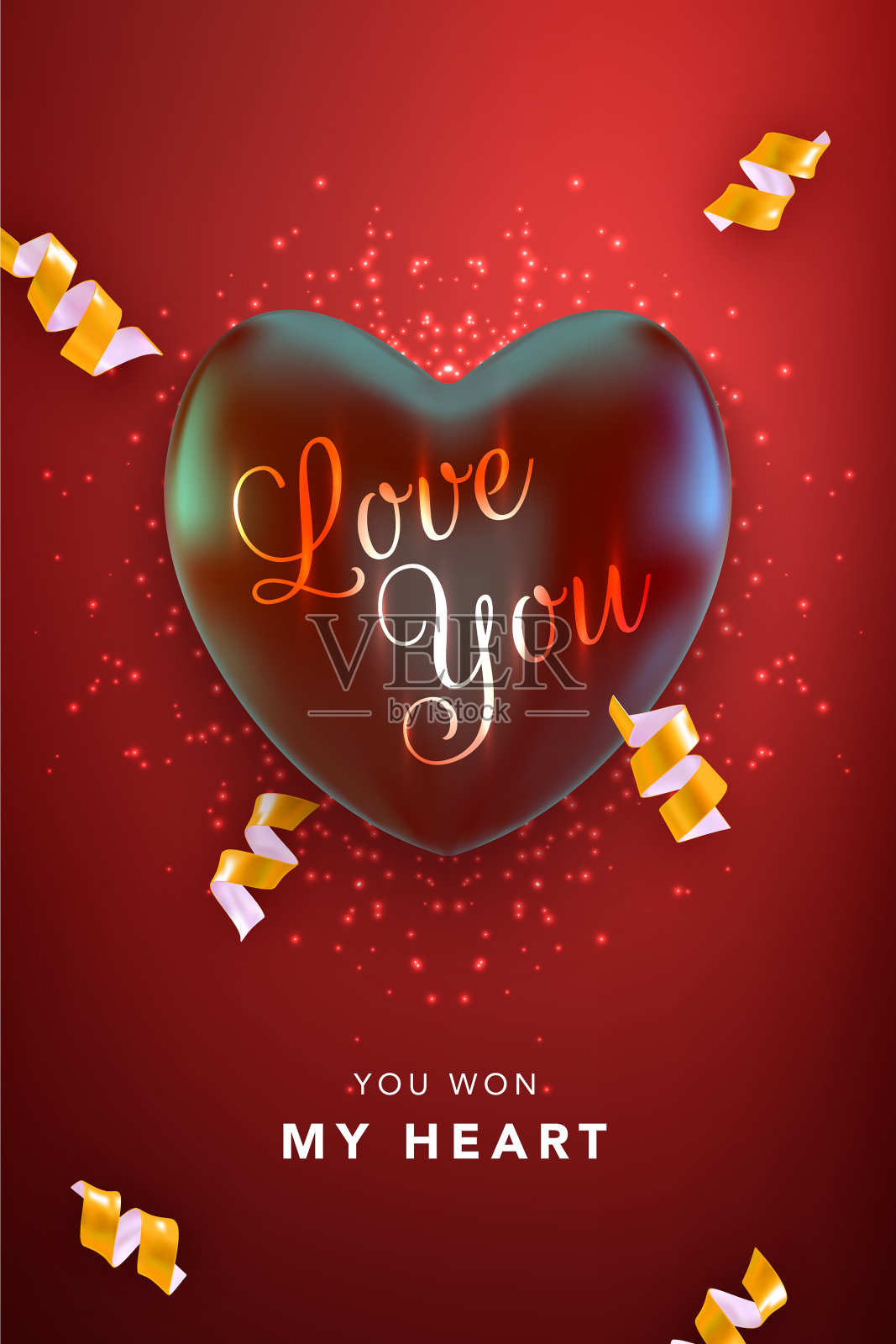 红心的情人节贺卡，祝你快乐插画图片素材