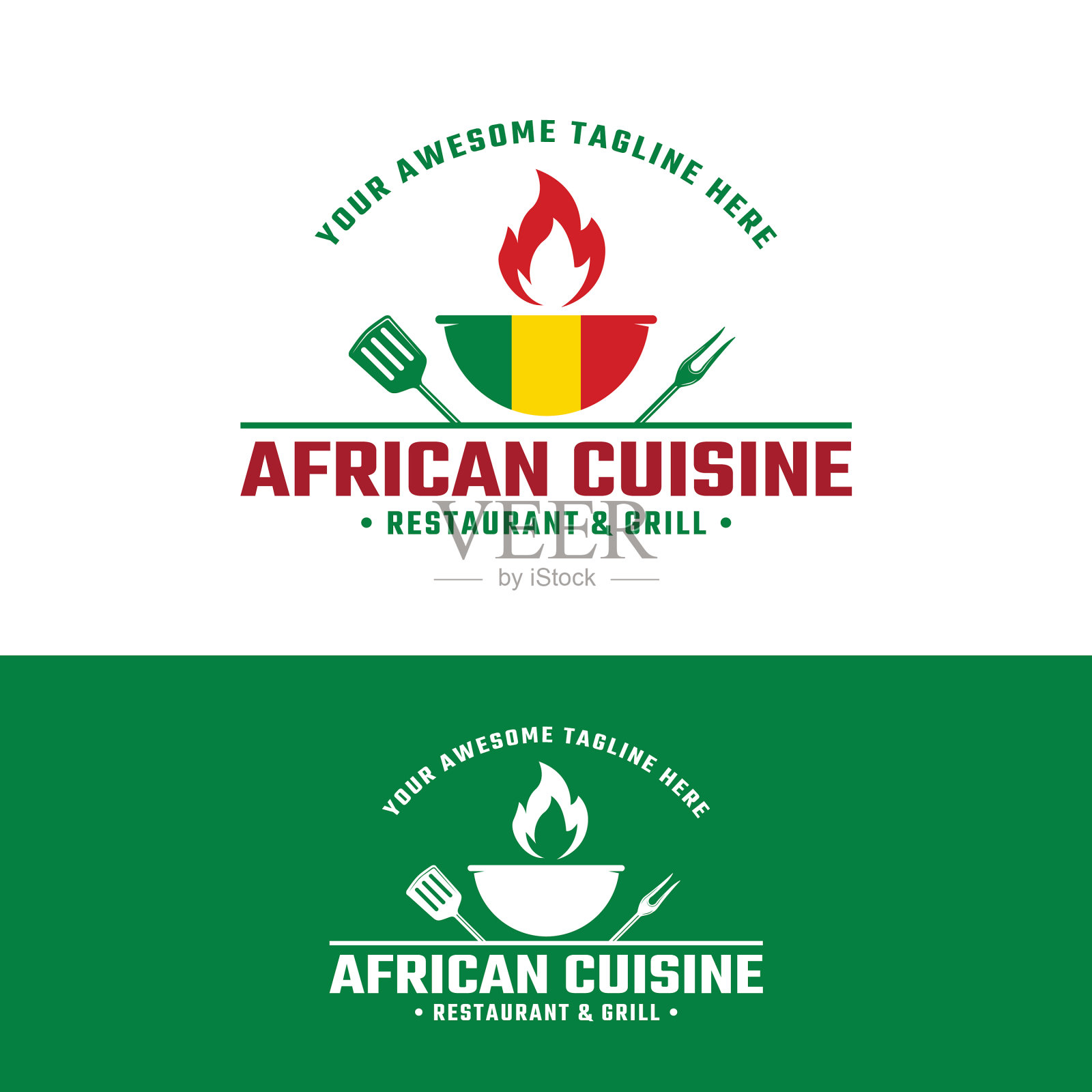 复古非洲塞内加尔美食烧烤烧烤标志插画图片素材