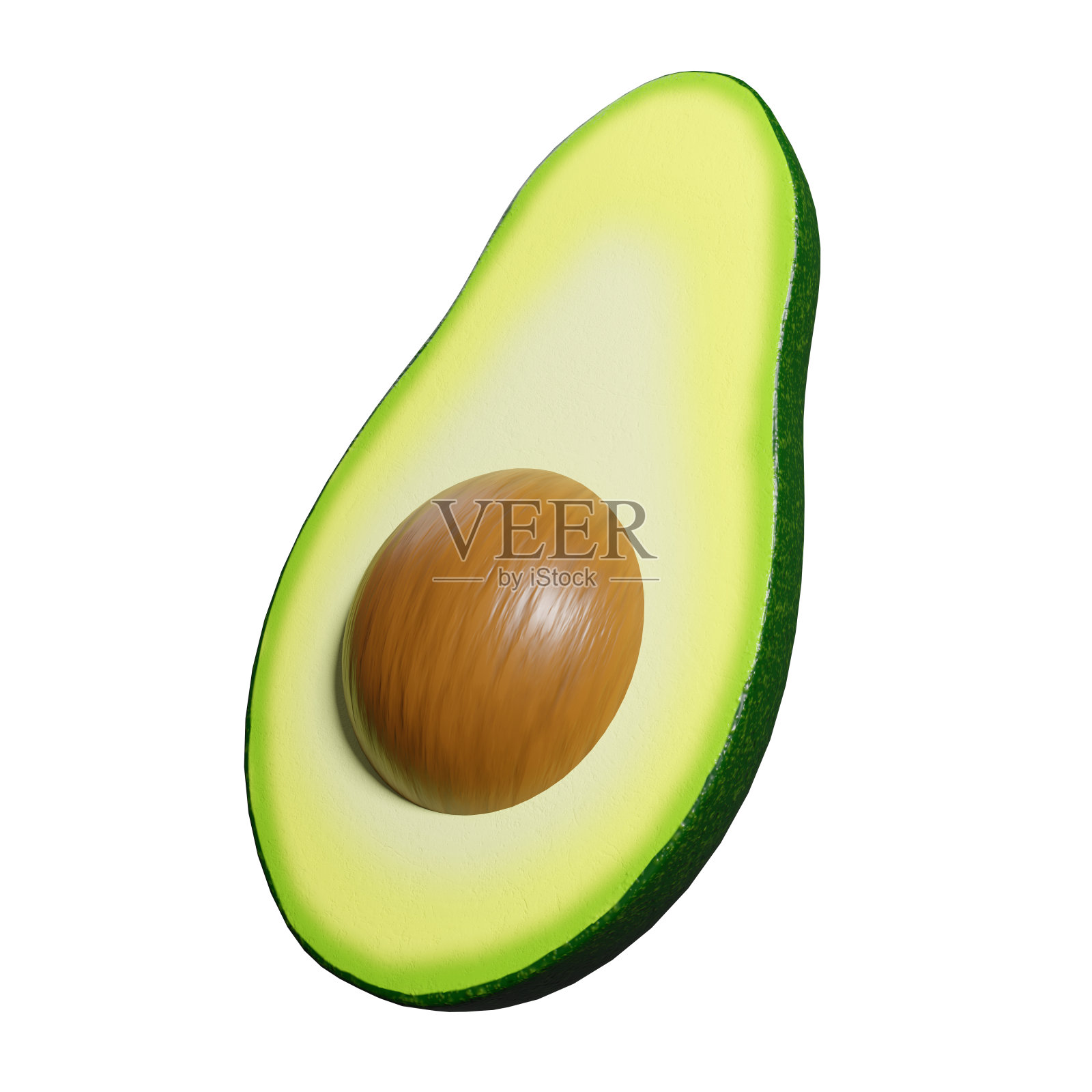 3d牛油果水果孤立在白色背景。三维渲染照片摄影图片