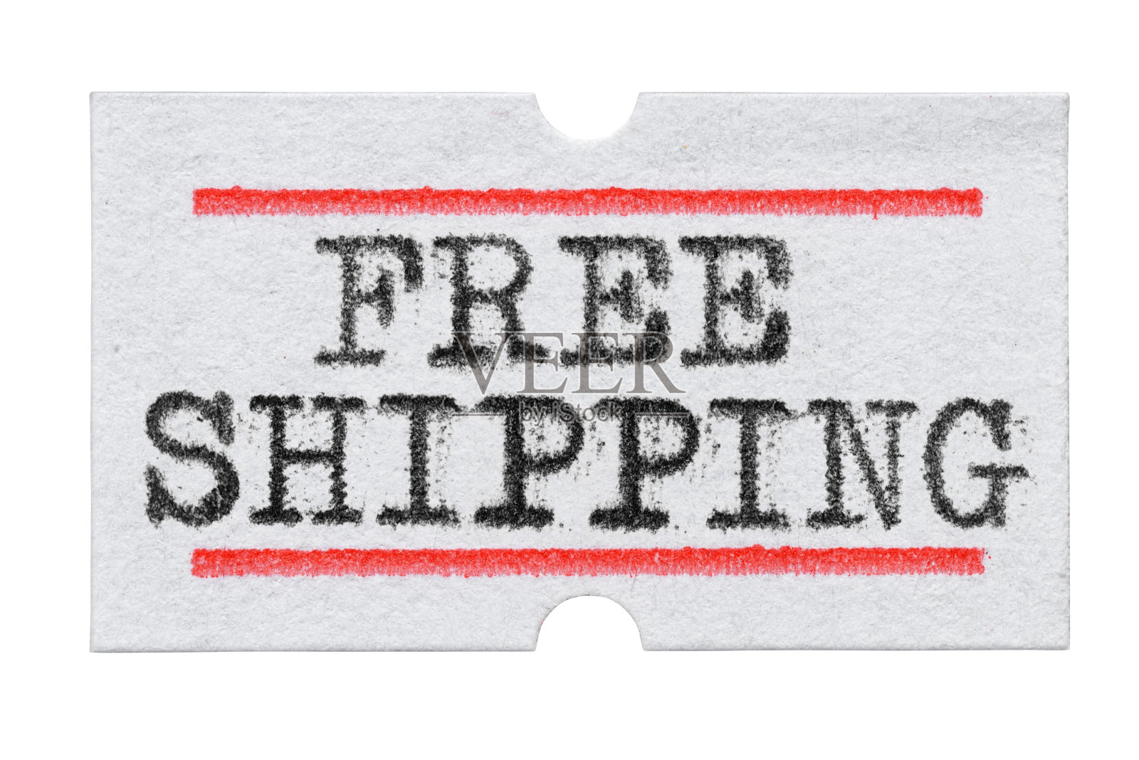 免费运输印刷在价格标签贴纸孤立在白色照片摄影图片