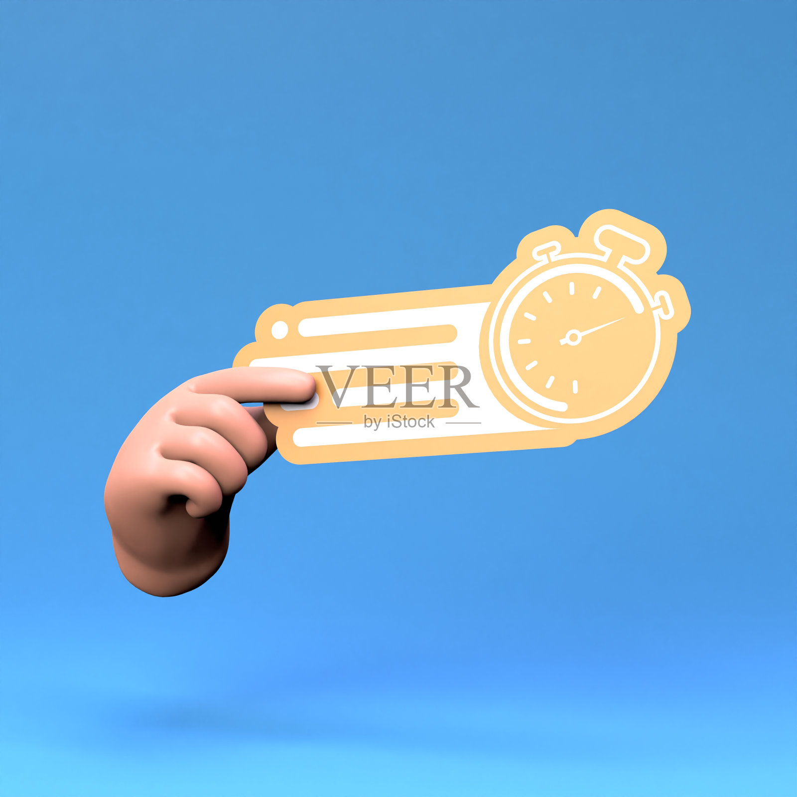 手握速递标志。3 d渲染插图。照片摄影图片