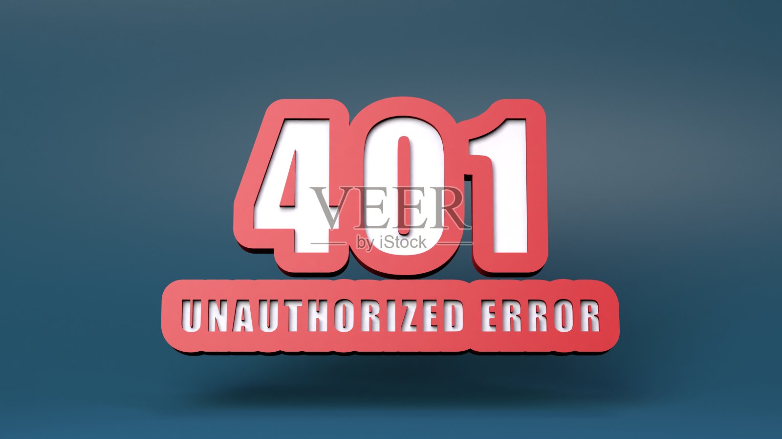 HTTP错误401未经授权。3d渲染插图。照片摄影图片